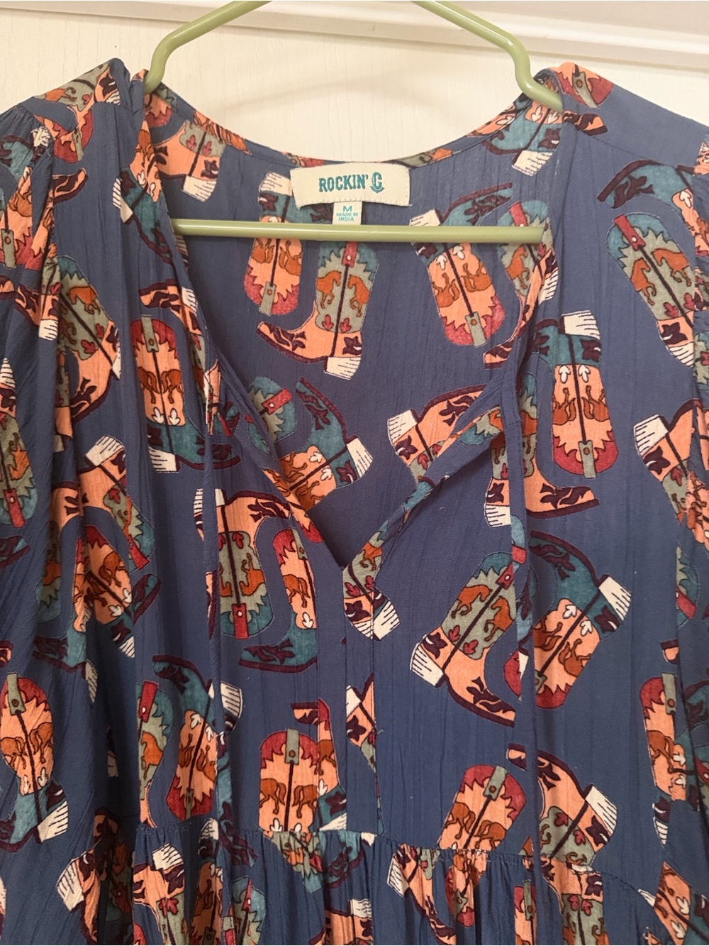 Rockin' C Navy Printed Tie-Neck Tunic